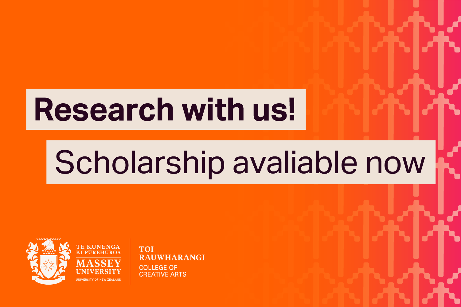 Research Masters Scholarships – Toi Rauwhārangi College of Creative Arts