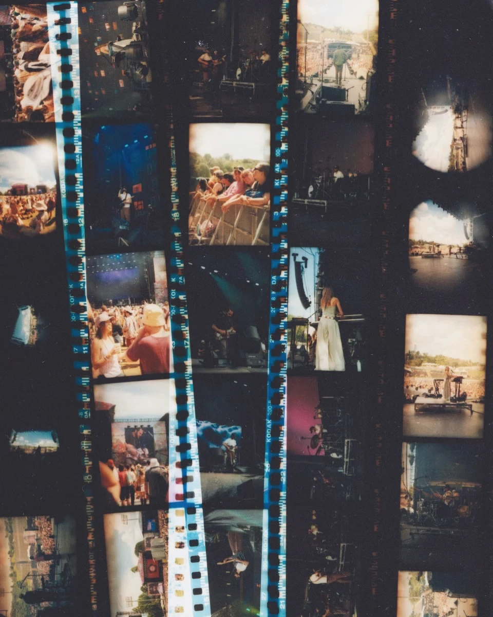 Mt. Joy at Laneway (2026). Handmade contact sheet using RA4 Chemistry from 35mm film negatives.